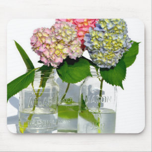Hydrangeas and Mason jar Mouse Pad
