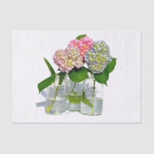 Hydrangeas and Mason jar Tissue Paper