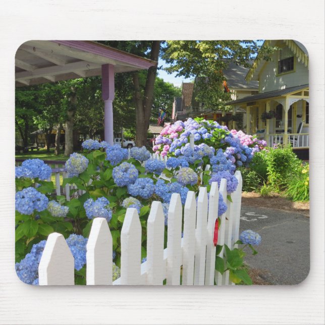 Hydrangeas and Picket Fence - Martha's Vineyard Mouse Pad (Front)