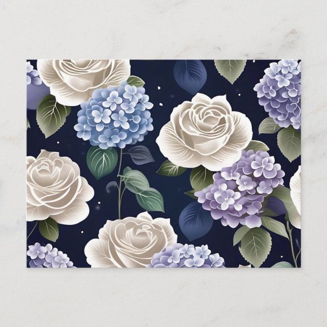 Hydrangeas And White Roses Postcard (Front)