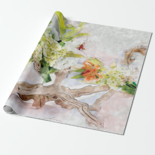Hydrangeas Bella Watercolor Linen Wrapping Paper