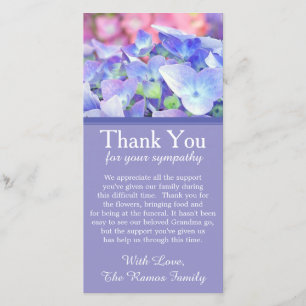 Hydrangeas Bereavement Sympathy Thank You Card