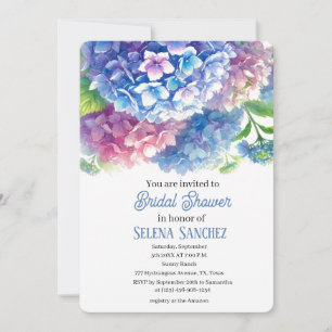 Hydrangeas Blue Floral Watercolor Bridal Shower  Invitation