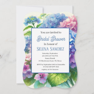 Hydrangeas Blue Floral Watercolor Bridal Shower  Invitation