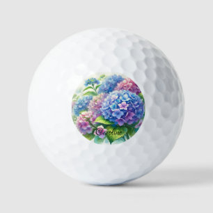 Hydrangeas Blue Flowers Watercolor Botanical Golf Balls