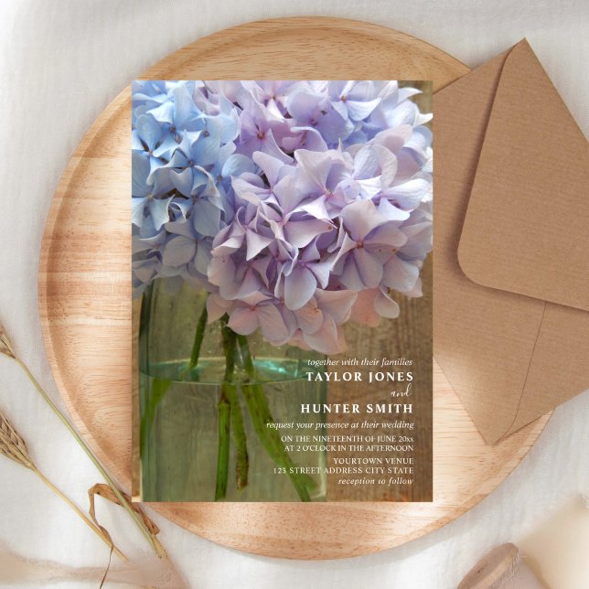 Hydrangeas Blue Mason Jar Wedding  Invitation (Creator Uploaded)