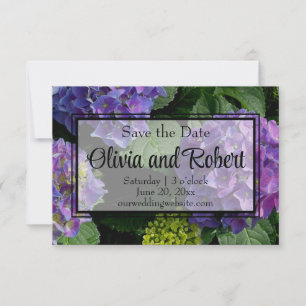 Hydrangeas blue purple floral flower garden save the date
