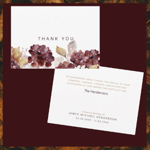Hydrangeas Botanical Funeral Simple Thank You