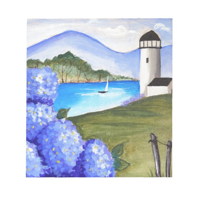 Hydrangeas by the bay notepad (Front)