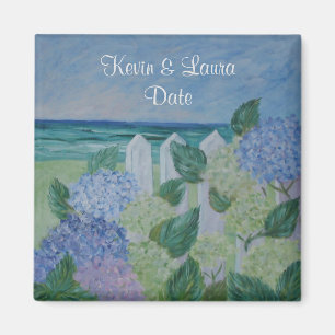 Hydrangeas By The Beach Wedding Magnet