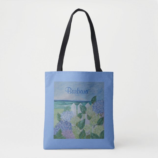 Hydrangeas By The Beach Wedding Tote Bag (Front)
