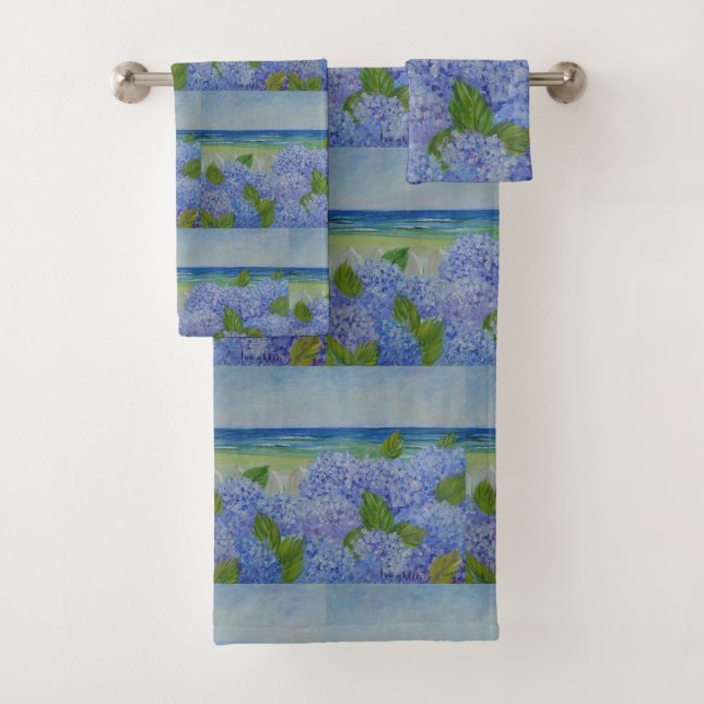 Hydrangeas By The Sea Bath Towel Set (Insitu)