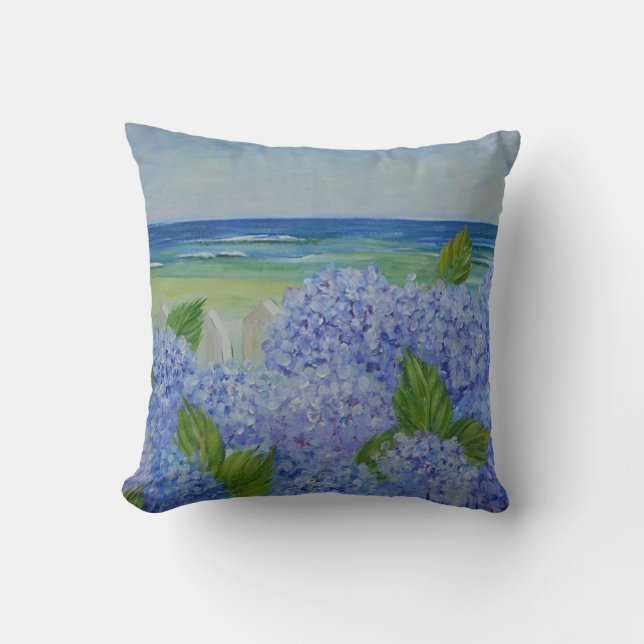 Hydrangeas By The Sea Cushion (Front)