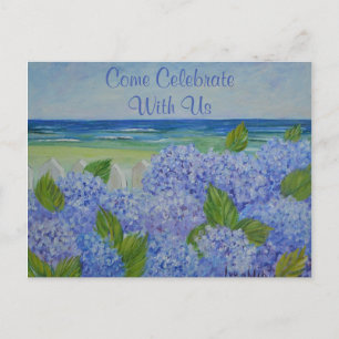 Hydrangeas By The Sea Invitation Postcard