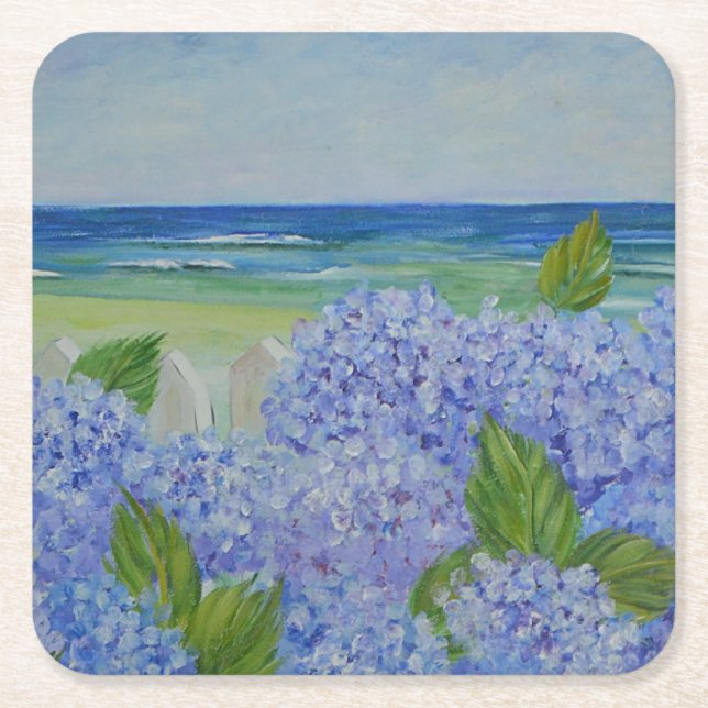Hydrangeas By The Sea Party Coaster (Front)