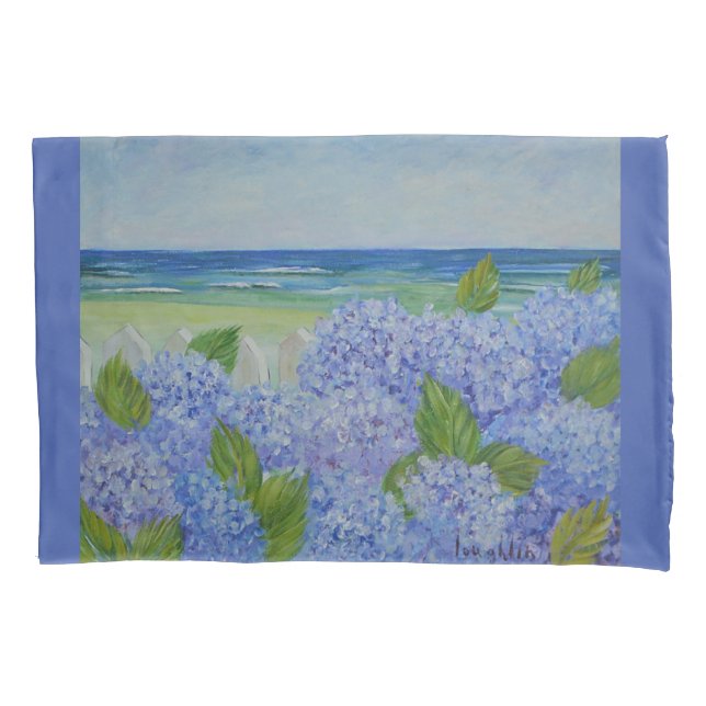 Hydrangeas By The Sea Pillowcase (Front)