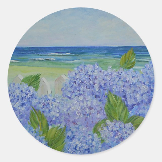 Hydrangeas By The Sea Sticker (Front)