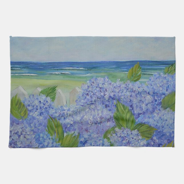 Hydrangeas By The Sea Tea Towel (Horizontal)