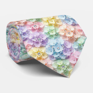  Hydrangeas & Diamonds   Pastel Rainbow Neck Tie