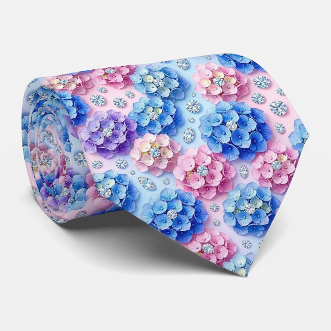  Hydrangeas & Diamonds | Wedding and Events Neck  Tie (Rolled)