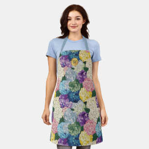 Hydrangeas Floral Faux Stained Glass Monogram Apron