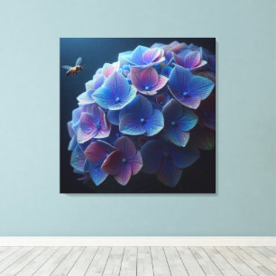 Hydrangeas Floral Purple and Blue Canvas Print