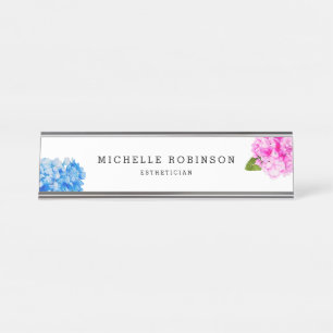 Hydrangeas Flower Illustration Add Your Name Desk Name Plate