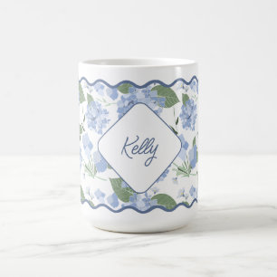 Hydrangeas Girly Classy Personalised Coastal Coffee Mug