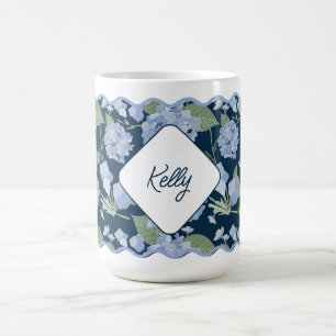 Hydrangeas Girly Delicate Personalised Coastal Coffee Mug