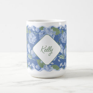 Hydrangeas Girly Delicate Personalised Coastal Coffee Mug