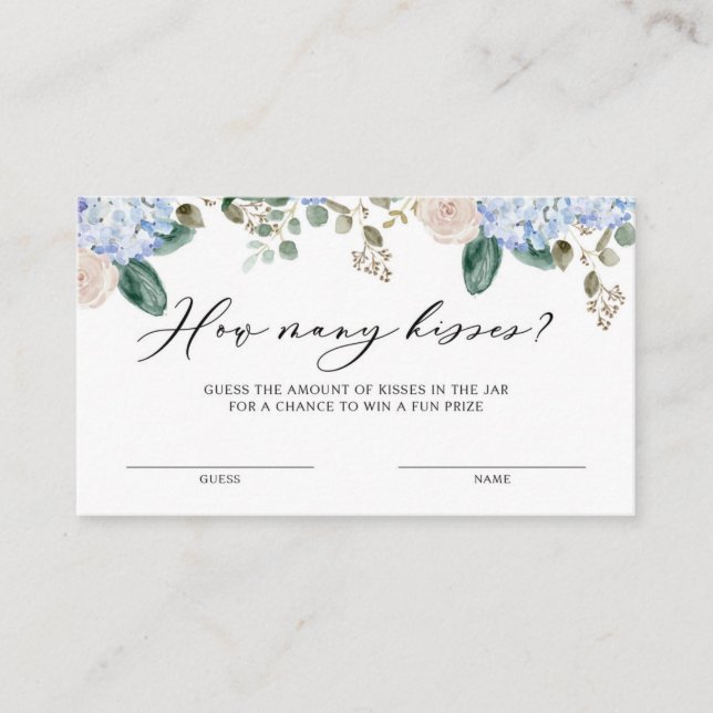 Hydrangeas How Many Kisses for the Mrs Game Card (Front)