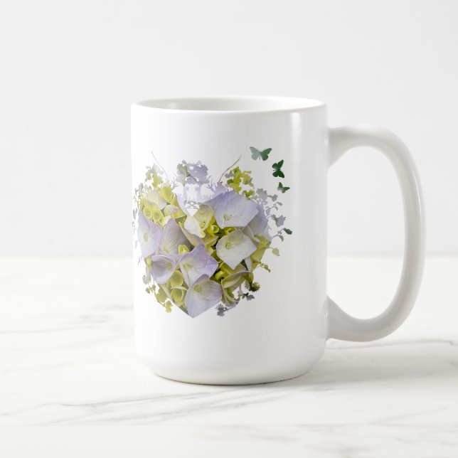 Hydrangeas in a Heart Cutout Coffee Mug (Right)