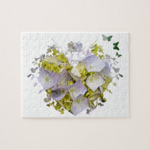 Hydrangeas in a Heart Cutout Jigsaw Puzzle