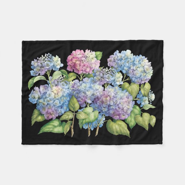 Hydrangeas in Bloom Fleece Blanket (Front (Horizontal))