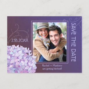 Hydrangeas Indigo Wedding Photo Save the Date Announcement Postcard