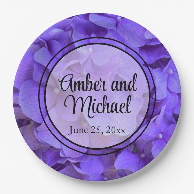 Hydrangeas Lavender lilac Paper Plate (Front)