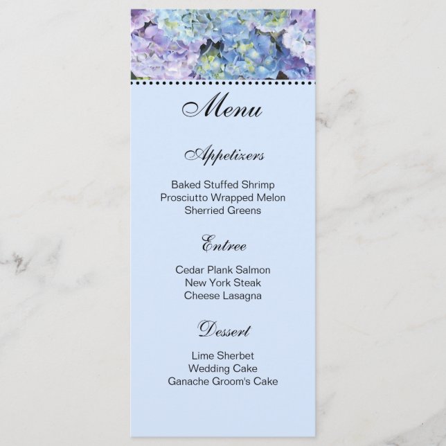 Hydrangeas Menu Card (Front)