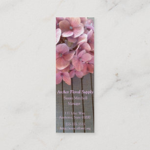 Hydrangeas on a 1915 book bookmark business card