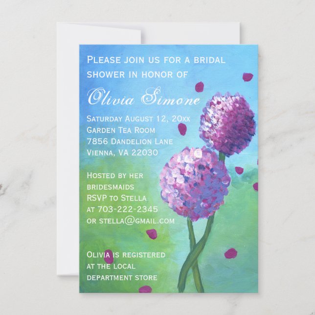 Hydrangeas Painting Bridal Shower Invitations (Front)