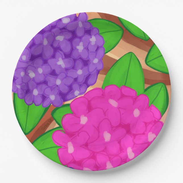 Hydrangeas Paper Plate (Front)