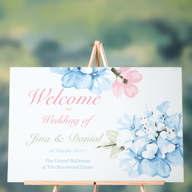 Hydrangeas Pastel Bloom Acrylic Sign (Neutral)