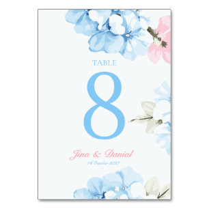 Hydrangeas Pastel Bloom Table Number
