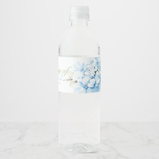 Hydrangeas Pastel Bloom Water Bottle Label