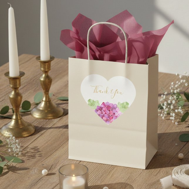 Hydrangeas Pink Hues Floral Wedding Thank You Heart Sticker (Creator Uploaded)