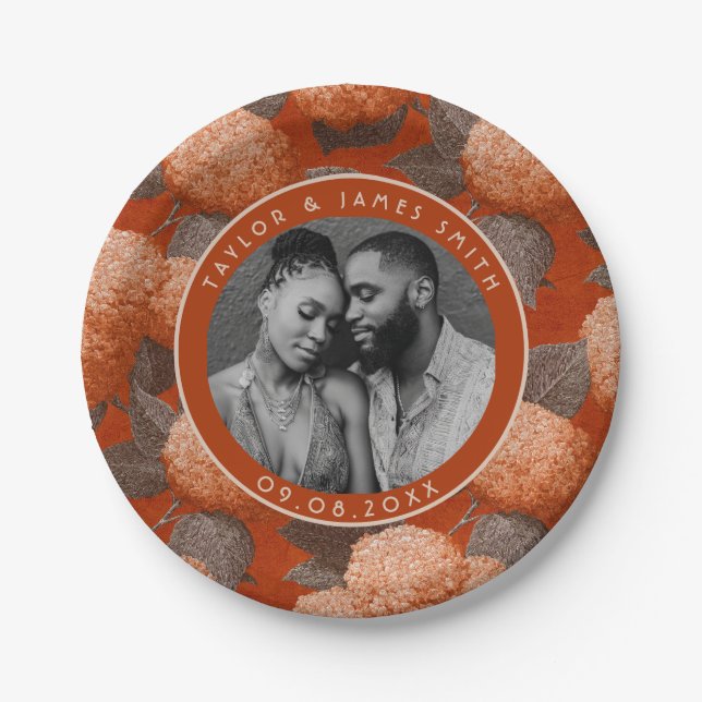 Hydrangeas Plates For Destination Wedding Party (Front)