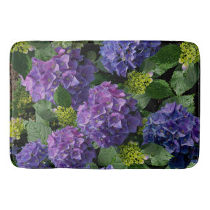 Hydrangeas    romantic pink blue purple floral    bath mat