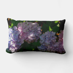 Hydrangeas romantic pink blue purple floral  lumbar cushion
