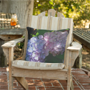 Hydrangeas romantic pink blue purple flowers cushion
