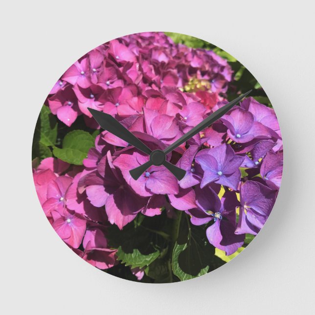 Hydrangeas Round Clock (Front)