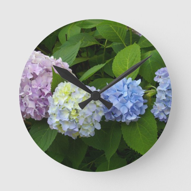 Hydrangeas Round Clock (Front)